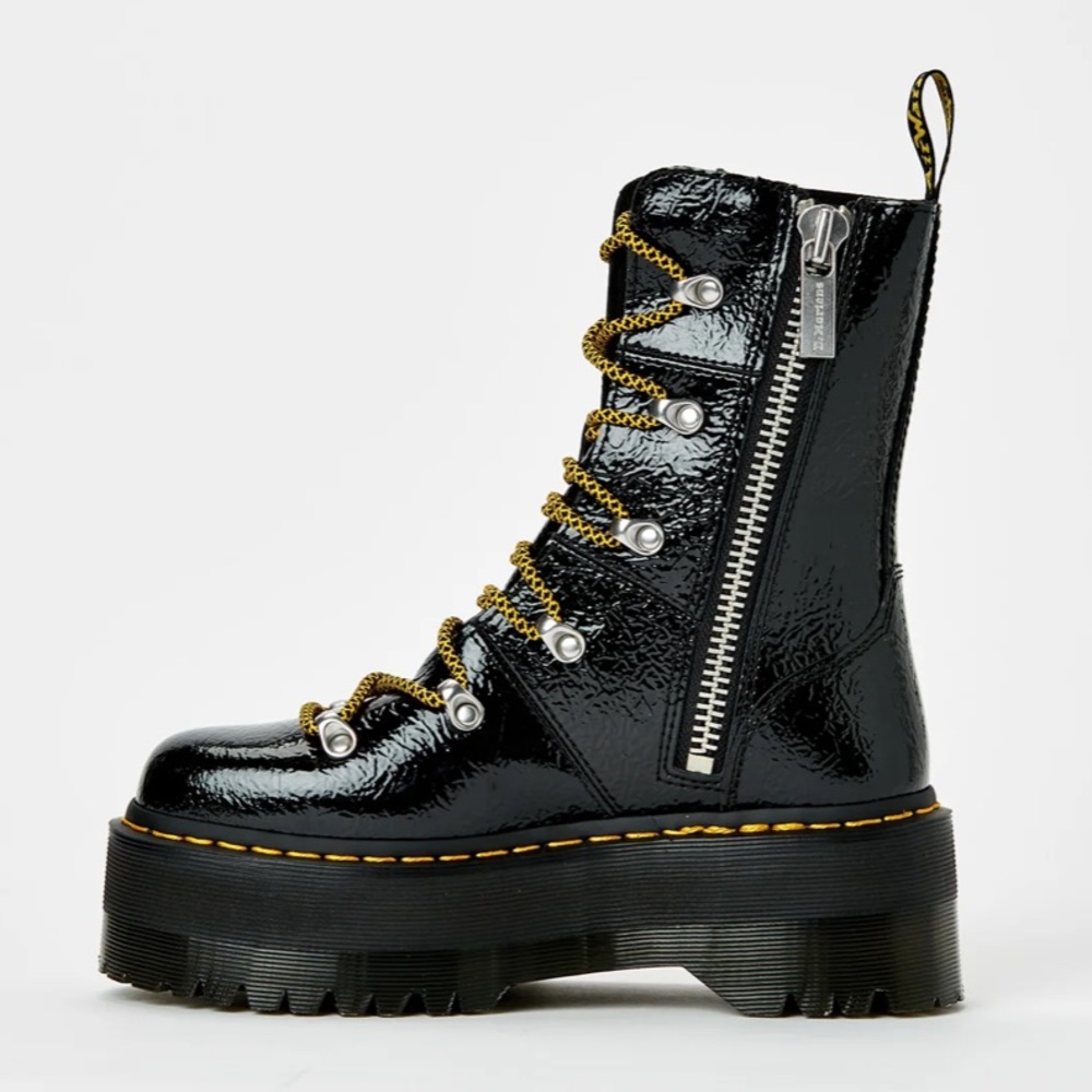 Dr. Martens Ghilana Max Distressed Patent Leather Platform Boots - Picture 9 of 13